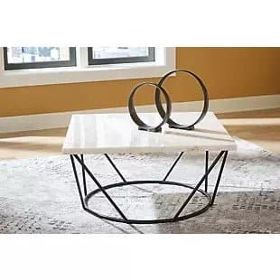 Marble Cocktail Table with Black Base - HER Home Design Boutique